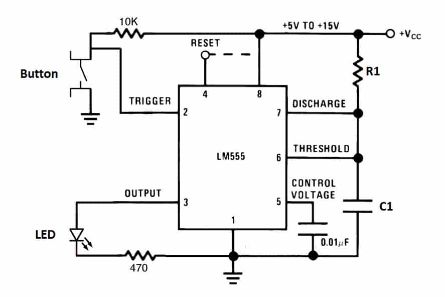 555 Timer Basics Monostable Mode