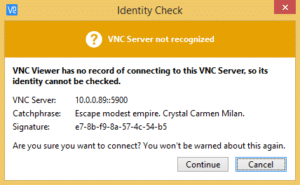 How to Access the Raspberry Pi Desktop with a Remote Desktop Connection - VNCViewer Identity Check