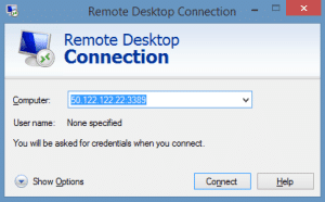 remote desktop port forwarded