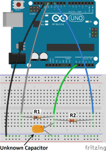 Arduino capacitance meter circuit diagram