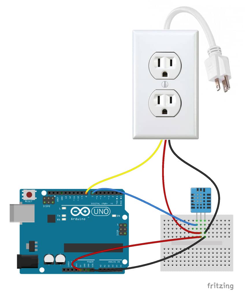 Arduino Controlled Power Outlet With DHT11 Humidity and Temperature Sensor Control