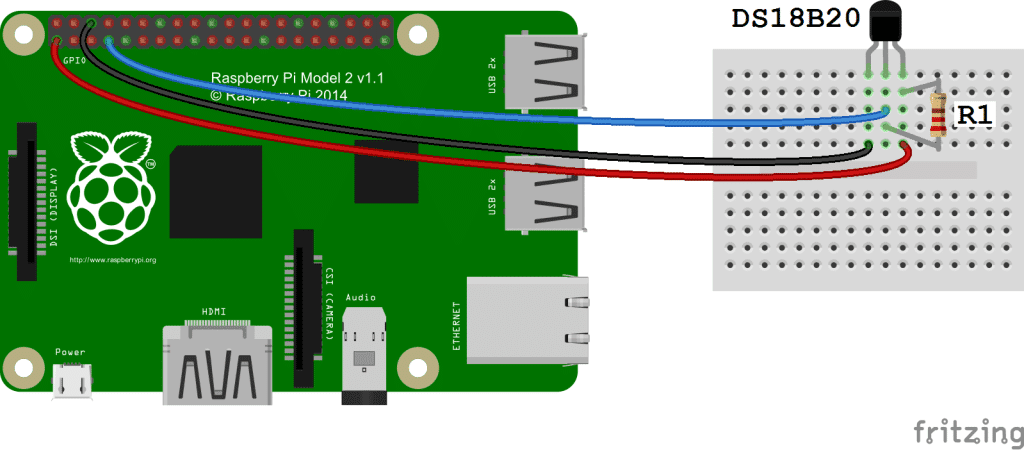 Raspberry Pi DS18B20 Connection Diagram