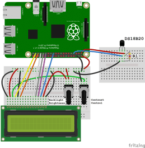Raspberry Pi DS18B20 LCD Output