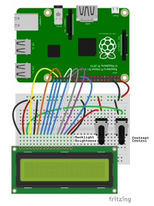 Raspberry Pi LCD 8 Bit Mode Connection Diagram