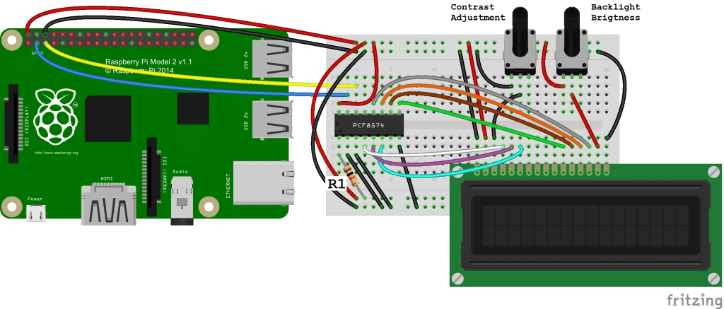 Raspberry Pi LCD - I2C Connection Diagram
