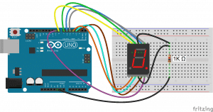 Arduino 7-Segment Display - 1 Digit Wiring Diagram