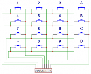 Arduino Keypad Tutorial - 4X4 Keypad Schematic