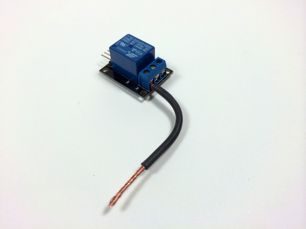 Build an Arduino Controlled Power Outlet - Attaching the Short Hot Wire to the 5V Relay