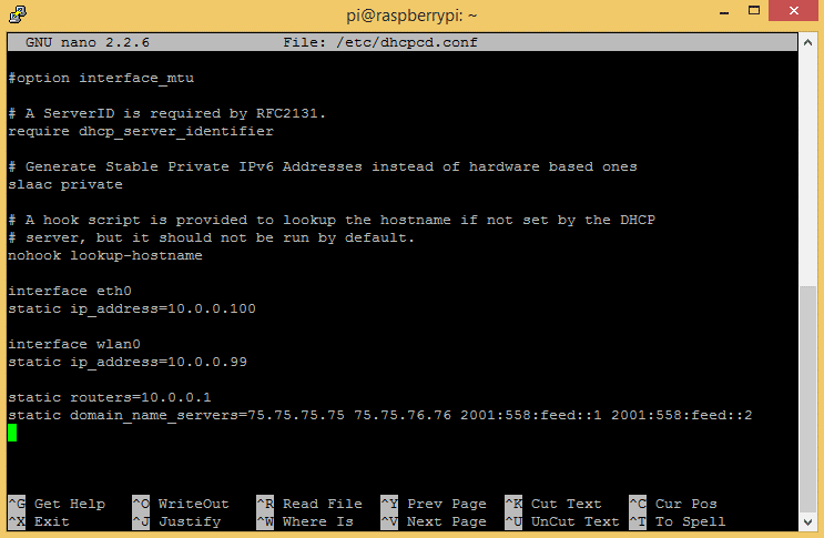 change ip raspberry pi