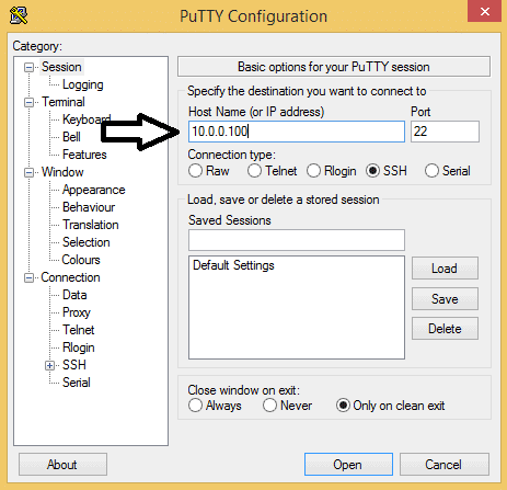 Static IP Address for the Raspberry Pi in PuTTY