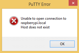 Raspberry Pi Zero Ethernet Gadget - Unable to Open Connection to Host PuTTY Error