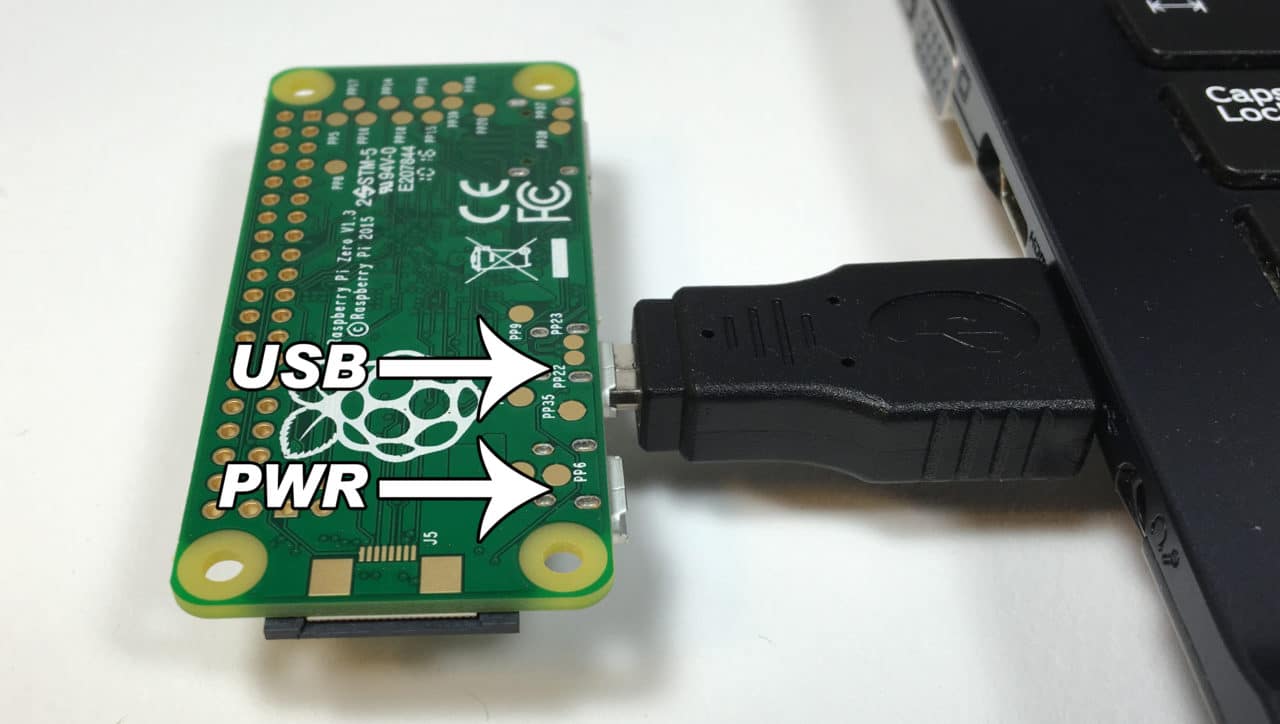 Raspberry Pi Zero Ethernet Gadget - Pi Zero Plugged Into Micro USB Port