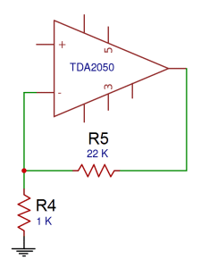 Complete TDA2050 Amplifier Design and Construction - R4 and R5 Set the Gain