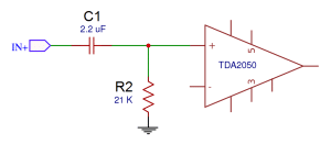 Complete TDA2050 Amplifier Design and Construction - Set the Low Frequency Cut Off at the Amplifier's Input
