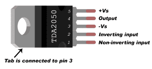 Complete TDA2050 Amplifier Design and Construction - TDA2050 Pinout Diagram