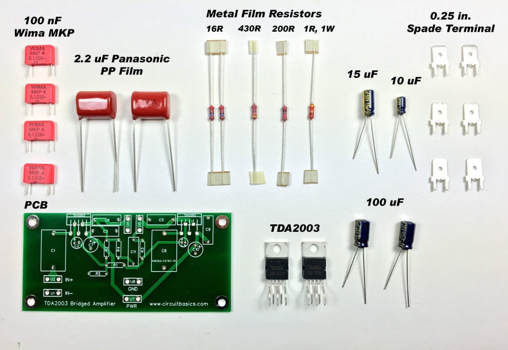 How to Build an Audio Amplifier With the TDA2003 - Bridged Amplifier Components