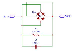 How to Design a Hi-Fi Audio Amplifier With an LM3886 - Ground Protection Circuit Schematic
