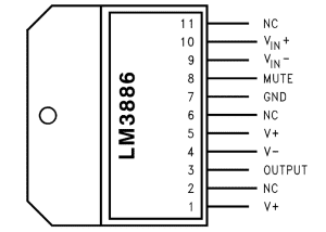 How to Design a Hi-Fi Audio Amplifier With an LM3886 - LM3886 Pinout Diagram