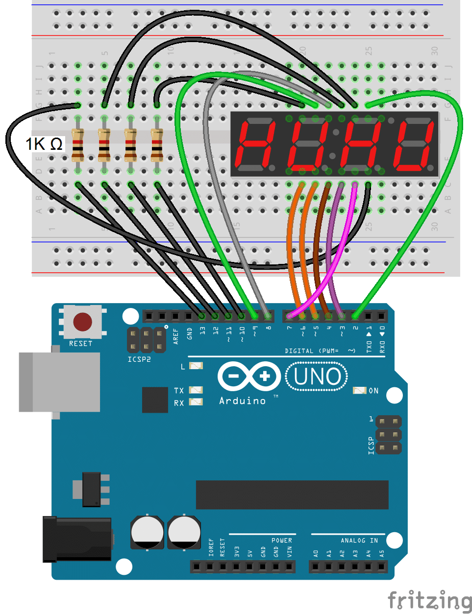 Døds kæbe Tilstand Modsætte sig How to Set up Seven Segment Displays on the Arduino - Circuit Basics