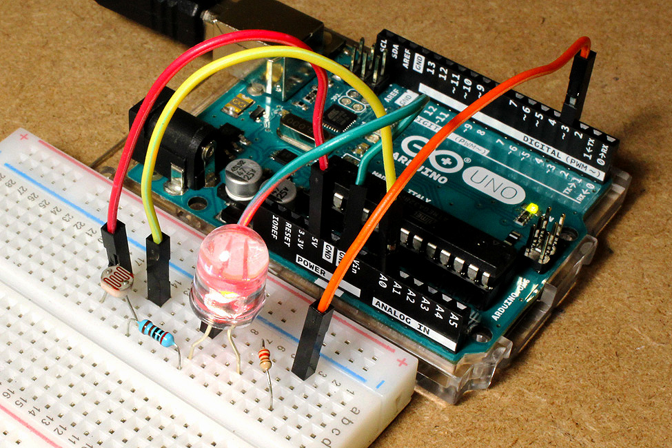 Arduino Light Dependent Resistor - LDR and LED Connected to Arduino