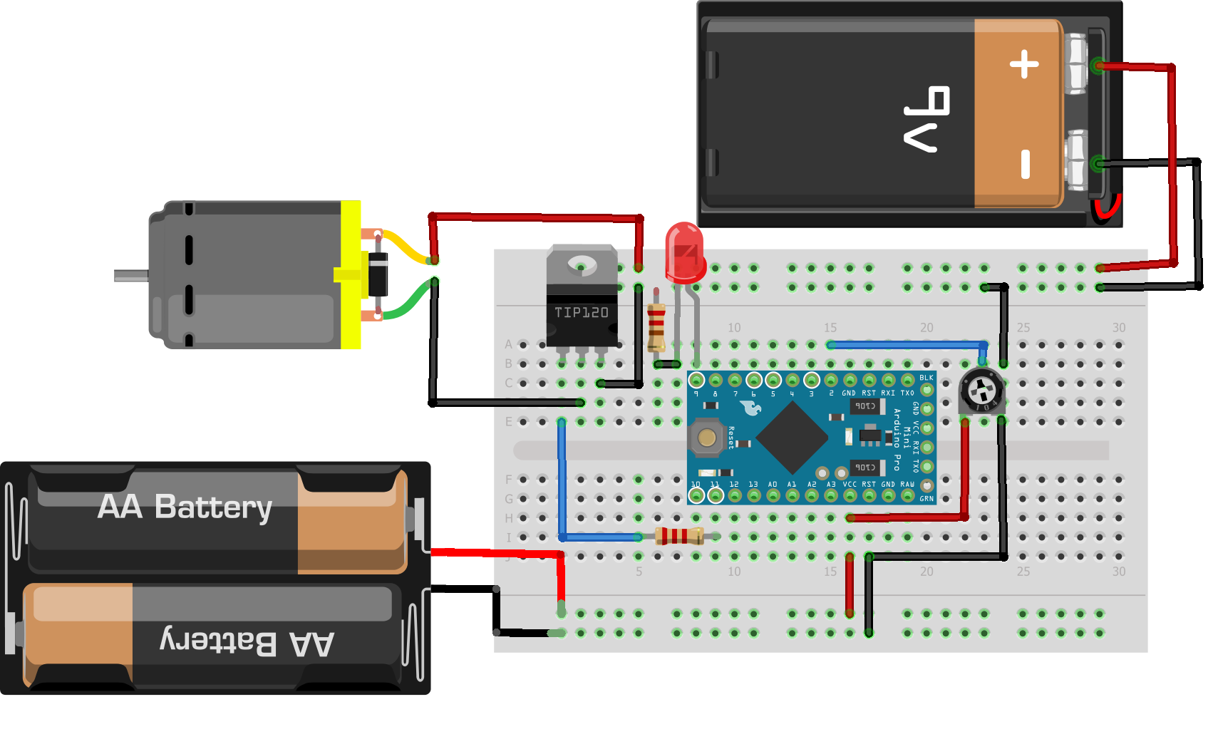 How to Control DC Motors With an Arduino and a TIP120 Darlington Transistor