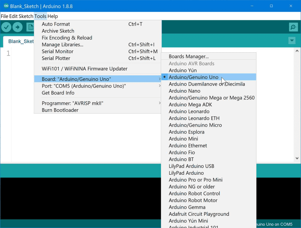 Setting up the Arduino IDE - Setting the Board Type.png