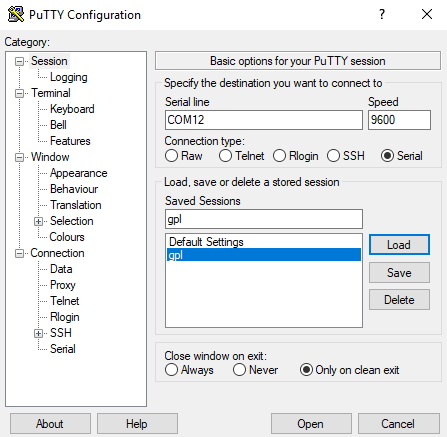 Logging Arduino Data to Files on a Computer - PuTTY Configuration