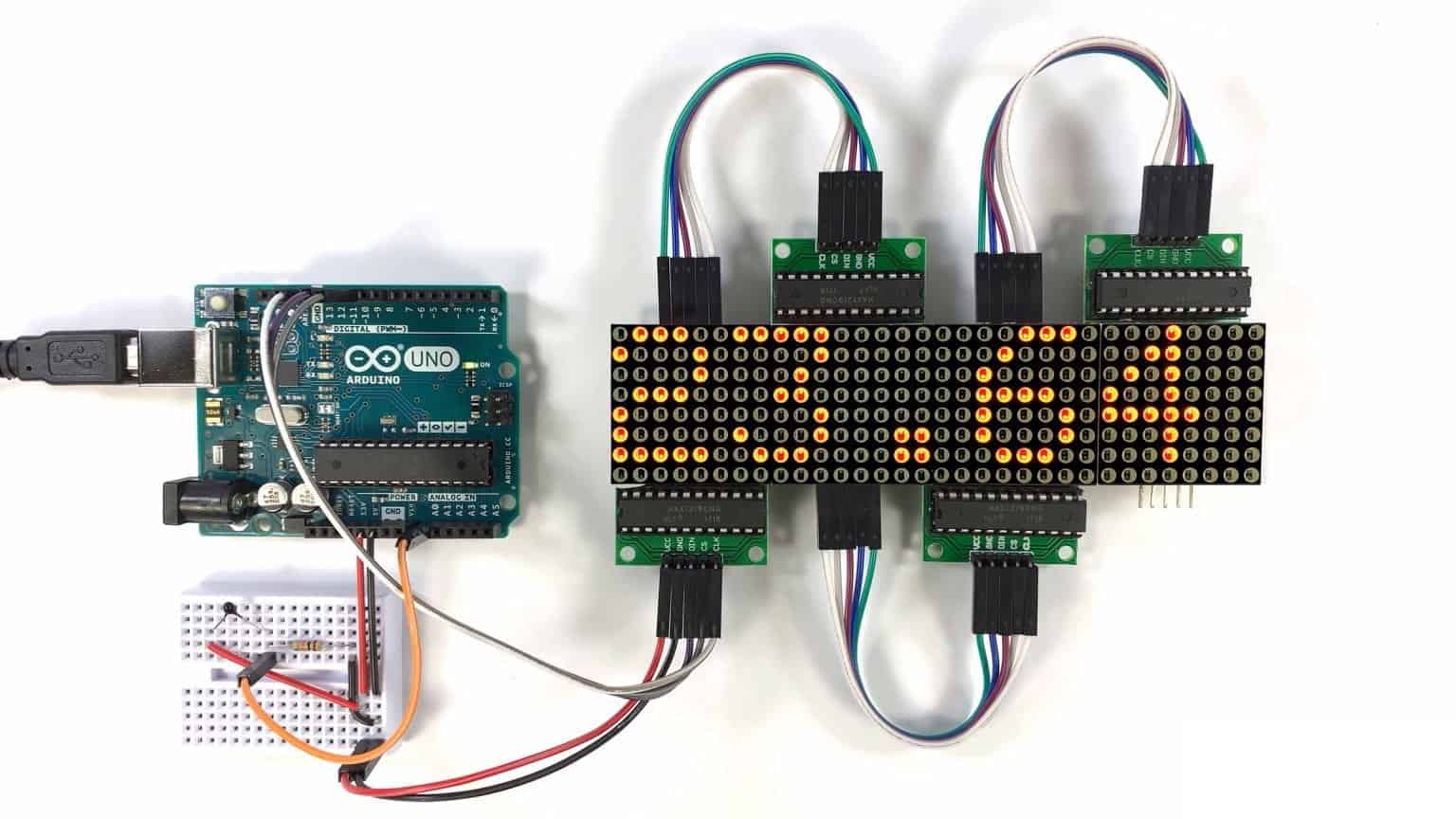 How to Setup LED Matrix Displays on the Arduino Circuit Diagram