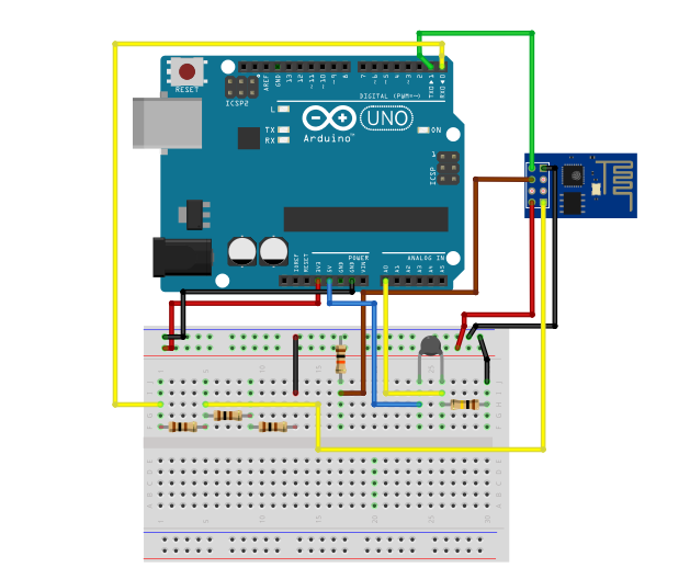 Setting up Email Notifications Using ESP8266 and IFTTT - Schematic