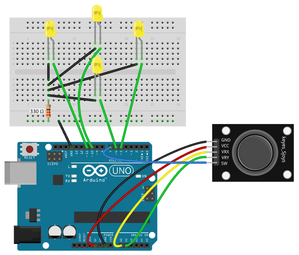 PS2 Joystick LED Control WIRING DIAGRAM